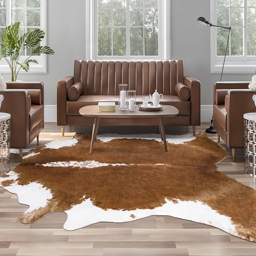 Faux Cowhide Rug (5'2" X 6'3" (Irregular) / Brown)