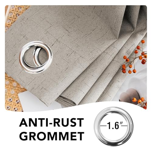 100% Blackout Linen Curtains 90" L 2 Panels Stone (Stone / 52"W x 90"L (Pack of 2))