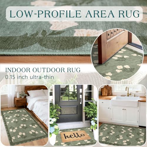 Floral Outdoor Rug (Flower - Green / 2'4" x 3'7" (Rectangular))