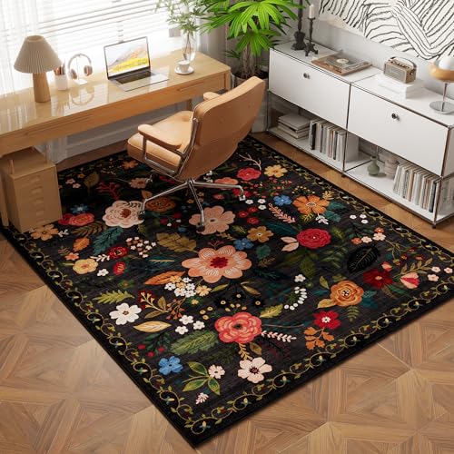 Area Rug 4x6 Washable (Black / 4' x 6' (Rectangular))