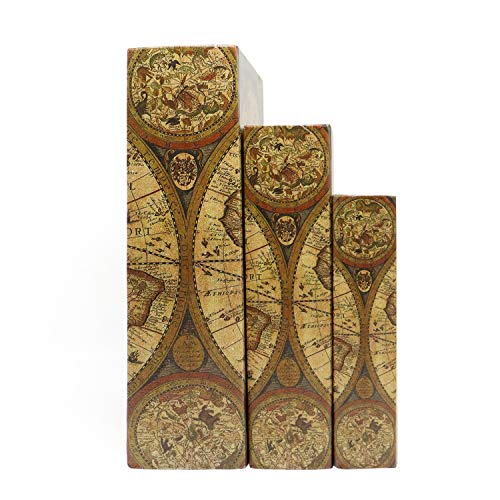 Decorative Book Boxes World Map Pattern Antique Book Invisible box with Magnetic cover (Map)