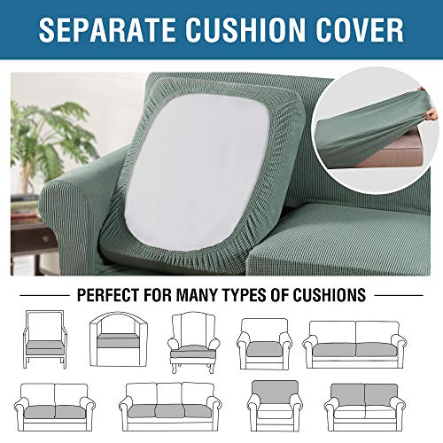 3 Piece Stretch Sofa Covers for 2 Cushion Sofa Couch Covers for Living Room Sofa Slipcovers (Medium-XL / Sage)
