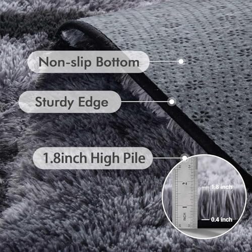 4x6 Ft Shag Rugs for Bedroom Living Room (Bb Black 4sm02 / 4' X 6' (Rectangular))