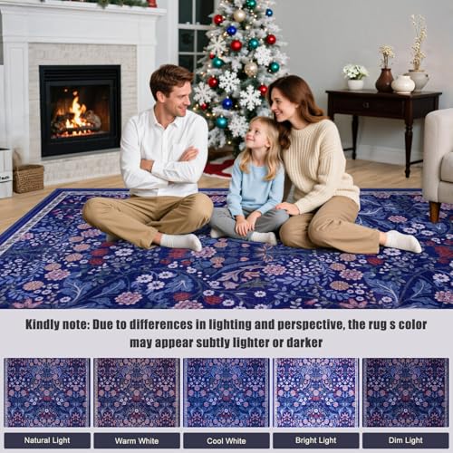 Round Area Rug Living Room (Blue / 4' (Round))
