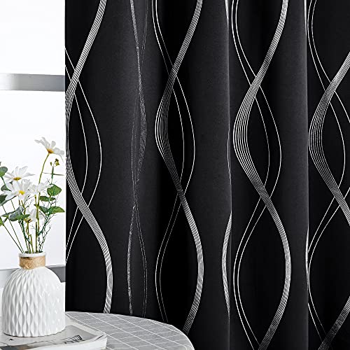 Black Out Window Curtains for Bedroom (1 - Black / 52"W x 54"L (Pack of 2))