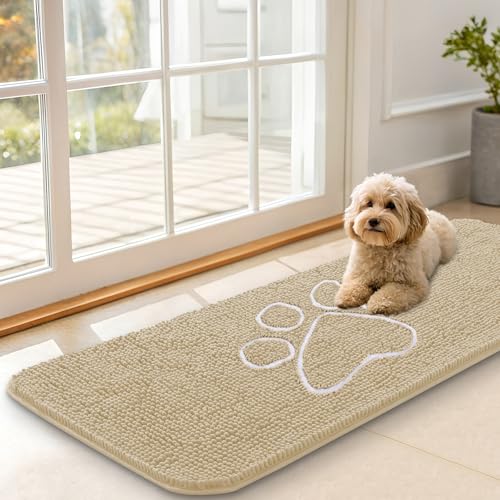 Dog Door Mat for Muddy Paws 47x17 (Beige / 47" X 17")