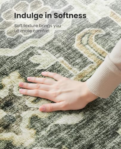Amada Large 9x12 Washable Area Rug for Living Room (9' x 12' (Rectangular) / Green/Brown)