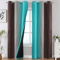 Brown and Teal Ombre Blackout Curtains for Bedroom 84 Inch (Teal and Brown / 42"W x 84"L (Pack of 2))