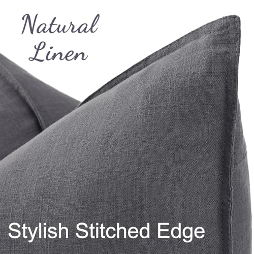 Fall Dark Grey Linen Throw Pillow Covers 18x18 Set of 2 (Dark Grey / 18" x 18" (Pack of 2))