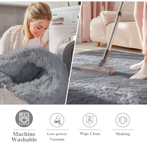 Light Grey Round Rugs for Bedroom (9 Ft Round / Light Grey)