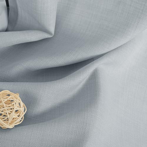 63 Inch Length Faux Linen Curtains for Bedroom 2 Panels (52"W x 63"L (Pack of 2) / Silver Grommet-haze Blue)