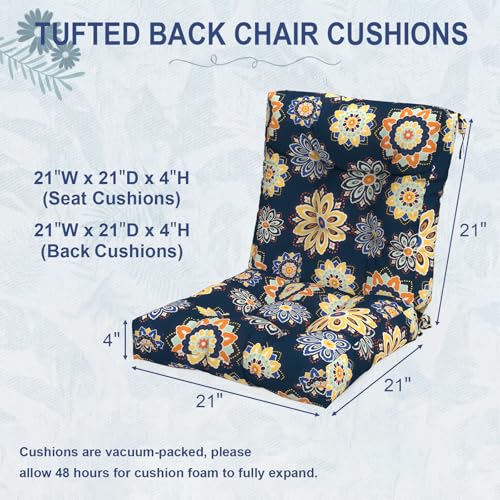 Outdoor Back Chair Cushions (42"x21"x4" / Gilded Azure)