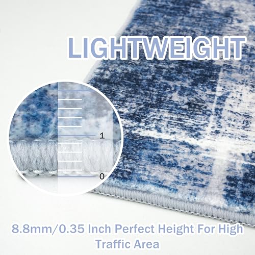 Abstract Runner Rug 2x5 Ft Washable Runners for Hallways (Navy/Grey/White / 2' x 5' (Rectangular))