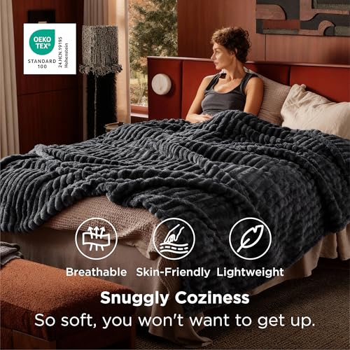 Soft Queen Size Blanket for Bed Grey 90"x90" (Grey / Queen)