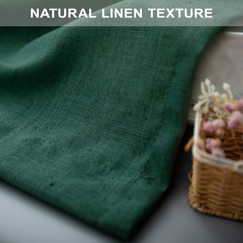Dark Green Curtains 84 Inch Length for Bedroom 2 Panels Back Tab Pocket Hunter Green Drape Light Filtering Semi Sheer Linen Forest Emerald Green Curtain for Living Room Boho Christmas Decor 52x84 Long (52"W x 84"L (Pack of 2) / Hunter Green)