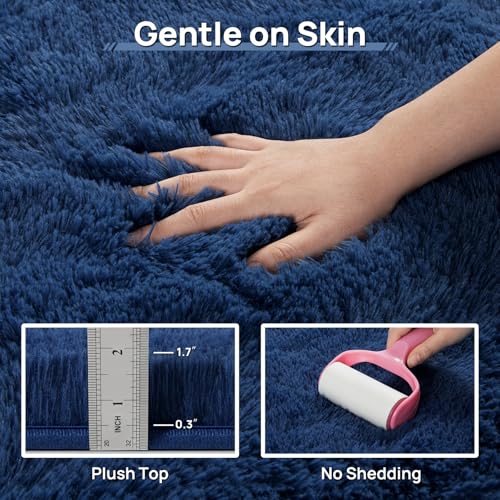 Shag Area Rug (Navy Blue / 4 x 6 ft)