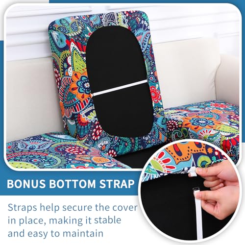 Printed Couch Cushion Covers (Blue / Seat Cover 3 Pack)