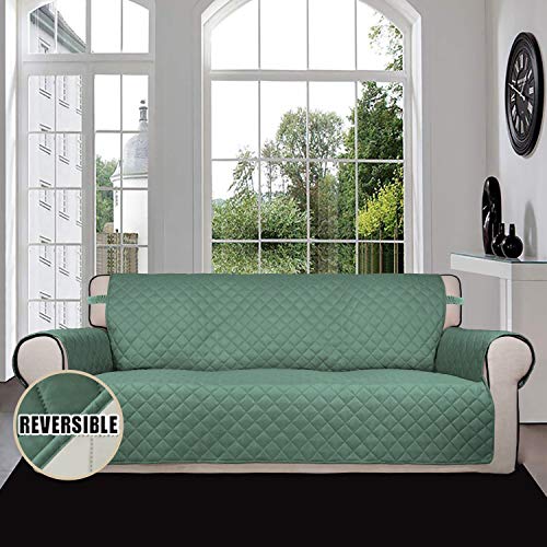 Reversible Couch Cover (Cyan/Ivory / Large Sofa)