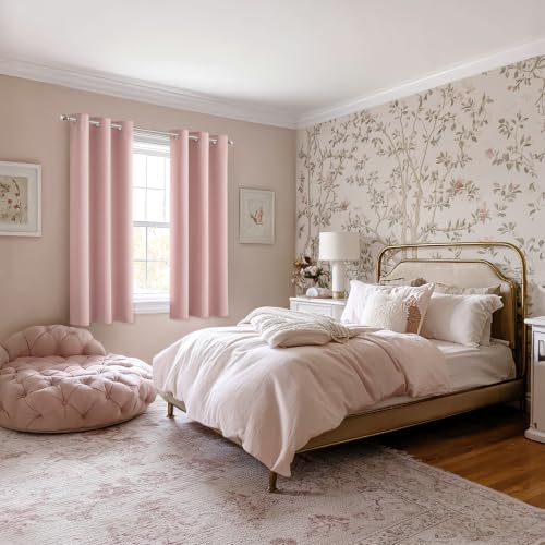 Blackout Curtains for Bedroom 2 Panels 40 x 40 Inch Long Pink (Pink / 40"W x 40"L (Pack of 2))
