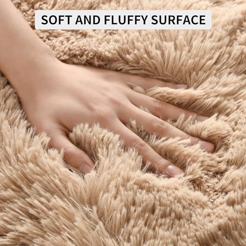 Soft Fluffy Rugs for Bedroom Shag 5x8 Area Rugs for Living Room (Beige / 5' X 8' (Rectangular))