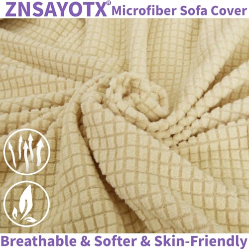 Stretch Oversized Couch Cover Universal Sofa Covers for Living Room Dogs Pet Furniture Protector Spandex Extra Large Sofa Slipcovers with Anti Slip Foam Sticks (Beige / X-Large (92"-115"))