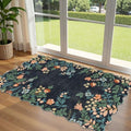 Dark Navy Floral Entry Rug (Floral - Dark Navy / 3' x 5' (Rectangular))