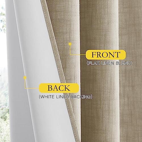 Taupe 100% Blackout Linen Curtains 84 inch Long Burg (52"W x 84"L (Pack of 2) / Taupe)
