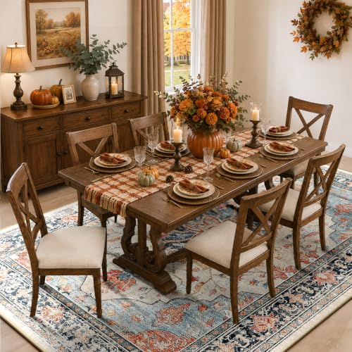 Washable Area Rug (Beige/Blue/Orange / 9' x 12' (Rectangular))