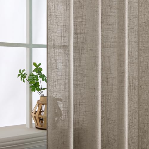 Burlywood Birch Linen Curtains 52x54 Inch Long 2 Panels for Bedroom (Burlywood Birch / 52"W x 54"L (Pack of 2))