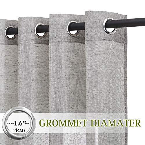 Sheer Curtains Open Linen Blend for Bedroom Windows (52"W x 72"L (Pack of 2) / Charcoal Grey)