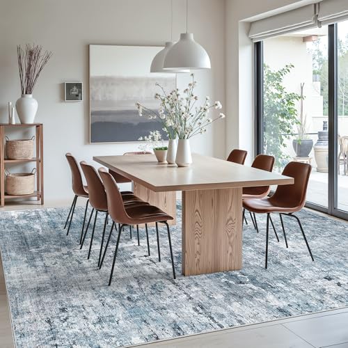 Abstract Rug 8x12 Large Living Room Area Rugs Washable Blue (Blue/Grey / 8' x 12' (Rectangular))