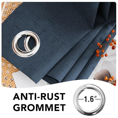 Blackout Curtains Durable Thick Textured 100% Blackout Patio Door Curtain Anti Rust Grommet Extra Wide Sliding Door Curtain Panel (Navy / 100"W x 96"L (Pack of 1))