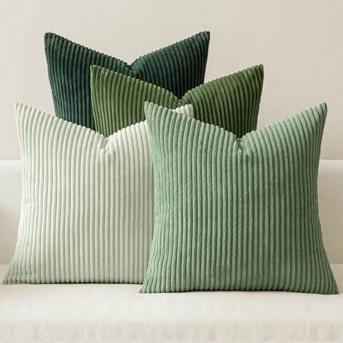 Soft Corduroy Decorative Throw Pillow Covers Forest Green 16x16 (16" x 16" (Pack of 4) / Forest Green)