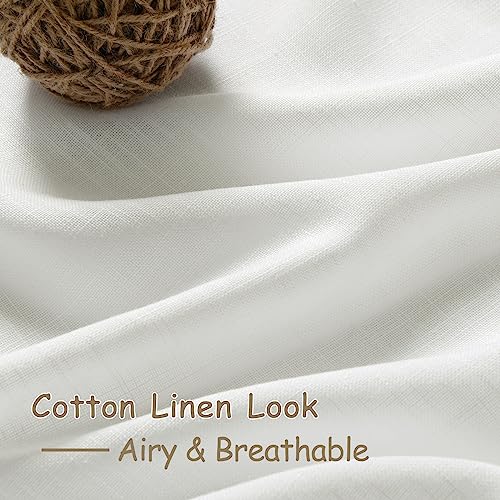 Solid Off White Curtains 96 Inches Long 2 Panels Back Tab Sheer Linen Curtain Modern Farmhouse Coastal Decor White Cotton Textured Gauze Curtains for Patio Sliding Door Office Bedroom (52"W x 96"L (Pack of 2) / Off White)