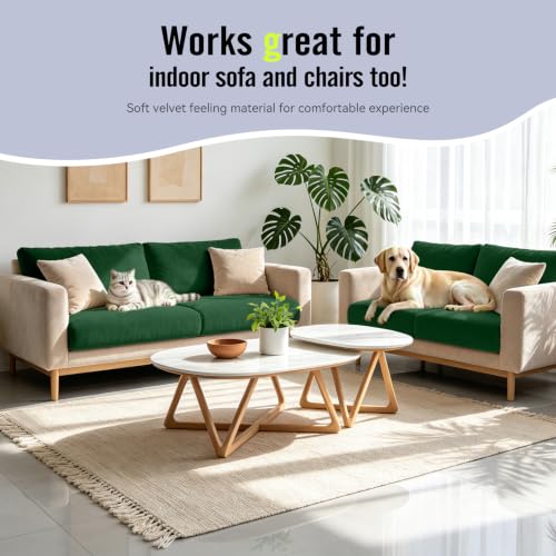 8Pcs Outdoor Cushion Covers (Dark-green / Square-large + Rectangle)