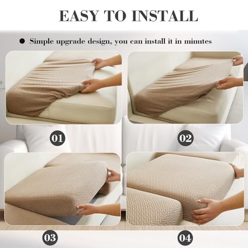 Sofa Covers Couch Covers for Sofa Pet Friendly Couch Cushion Covers Universal Sofa Covers Washable Stretch Slipcovers for Sectional Sofa (Texture Light Coffee / Back Cover L)