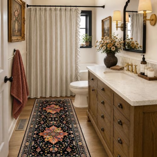 Washable Area Rug (Black/Colorful / 2' x 6' (Rectangular))