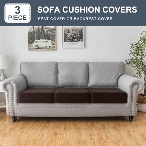 Couch Cover Stretch Velvet Sofa Cushion Cover 3 (Coffee / 3PC Seater or Backrest)