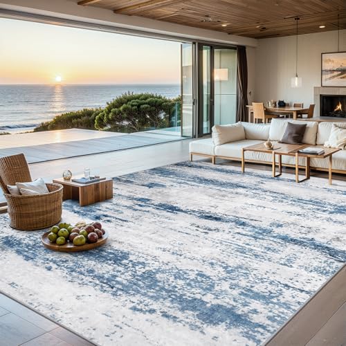 8x10 Area Rug Living Room (Blue White Grey / 8' x 10' (Rectangular))