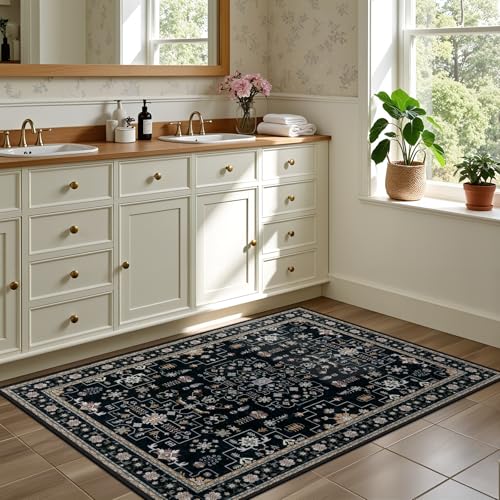 2x3 Area Rugs Living Room (Black / 2' x 3' (Rectangular))