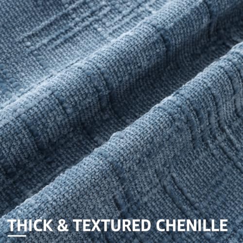 Textured Chenille Throw Pillow Covers 12x20 Set of 2 Indigo (Indigo / 20" x 12" (Pack of 2))
