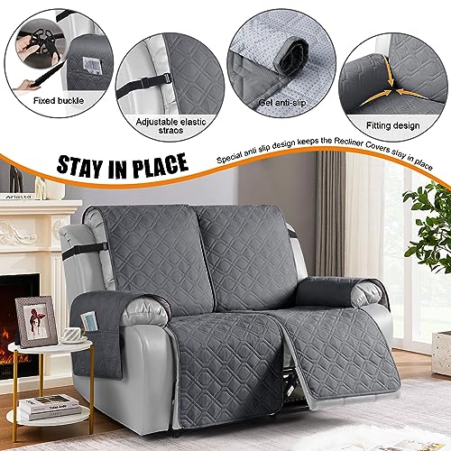 Waterproof Recliner Couch Covers Washable (Dark Gray / Oversized 2 Seater)