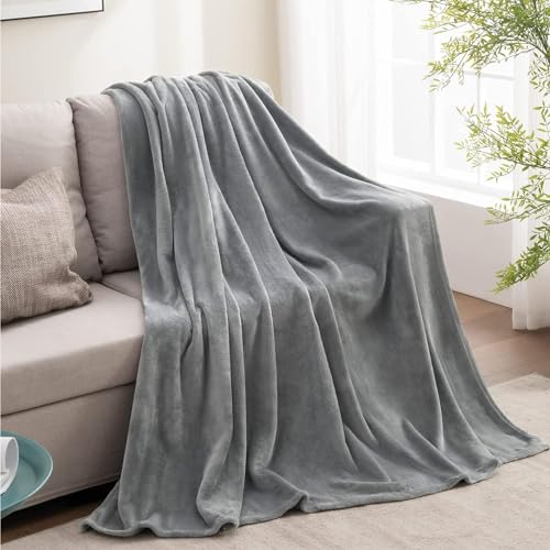 Fleece Blanket Soft Plush Twin Size Blanket Grey 60"x80" (Grey / Twin(60"x80"))