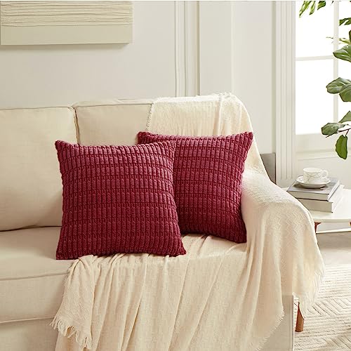 4 Packs Decorative Throw Pillow Covers for Living Room Couch Bed (20" x 20" (Pack of 4) / Burgundy)