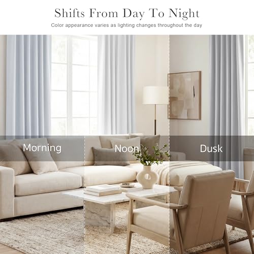 White Curtains for Small Window Energy Efficiency Room Darkening Curtains for Kids Nursery (Greyish White / 34"W x 30"L (Pack of 2))