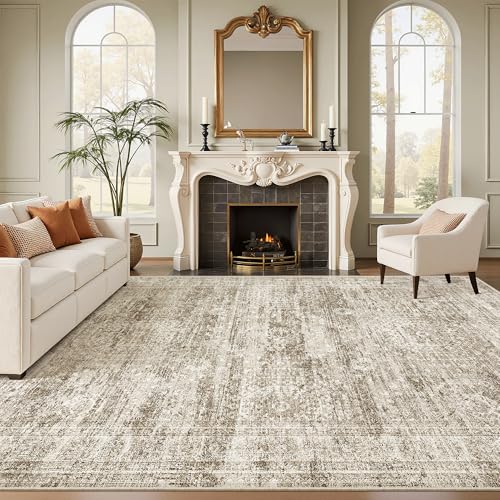 Washable Area Rug 8x12 Large Soft Brown Rugs for Living Room (Brown / 8' x 12' (Rectangular))