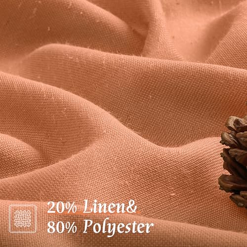 Short Terracotta 48 Inch Linen Curtains for Kitchen Window 2 Panels (42"W x 48"L (Pack of 2) / Rod Pocket - Terracotta)
