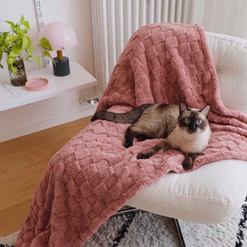 Checkered Soft Cozy Twin Blanket for Bed (Dusty Pink / Twin (60" X 80"))