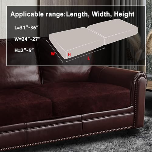 Leather Look Couch Cushion Covers Sofa Seat Slipcovers Sets Couches Furniture Protector for Sectional Armchair Loveseat Pets Kids Stretch Spandex Fabric (2 Cushion Sofa / Burgundy)