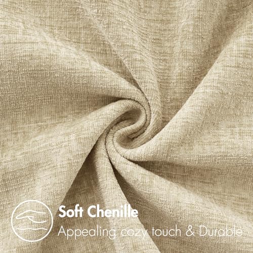 Soft Chenille Throw Pillow Covers Beige 20x20 Inch Pack of 2 (20" x 20" (Pack of 2) / Beige)